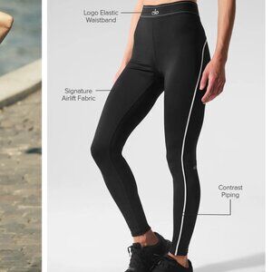 Alo Yoga Airlift High Waist Suit Up Leggings Black White Stripes SM LIKE NEW!